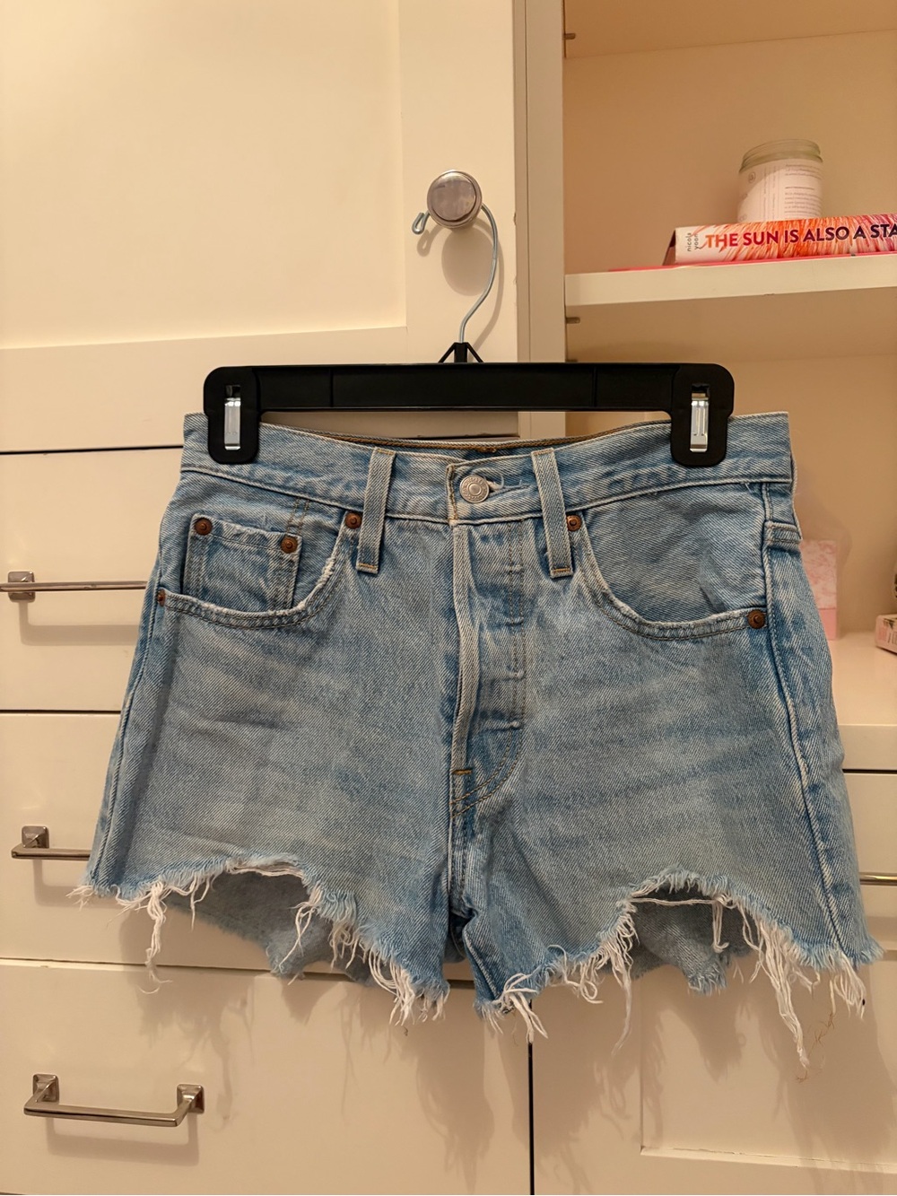 Levi's Light Blue Distressed Denim Cutoff Shorts